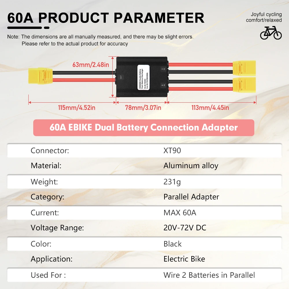 Electric Bicycle Dual Battery Connect 20-72V 60/80/100A 40-100V 120A Adapter Discharge Converter Ebike Module Balanced Discharge