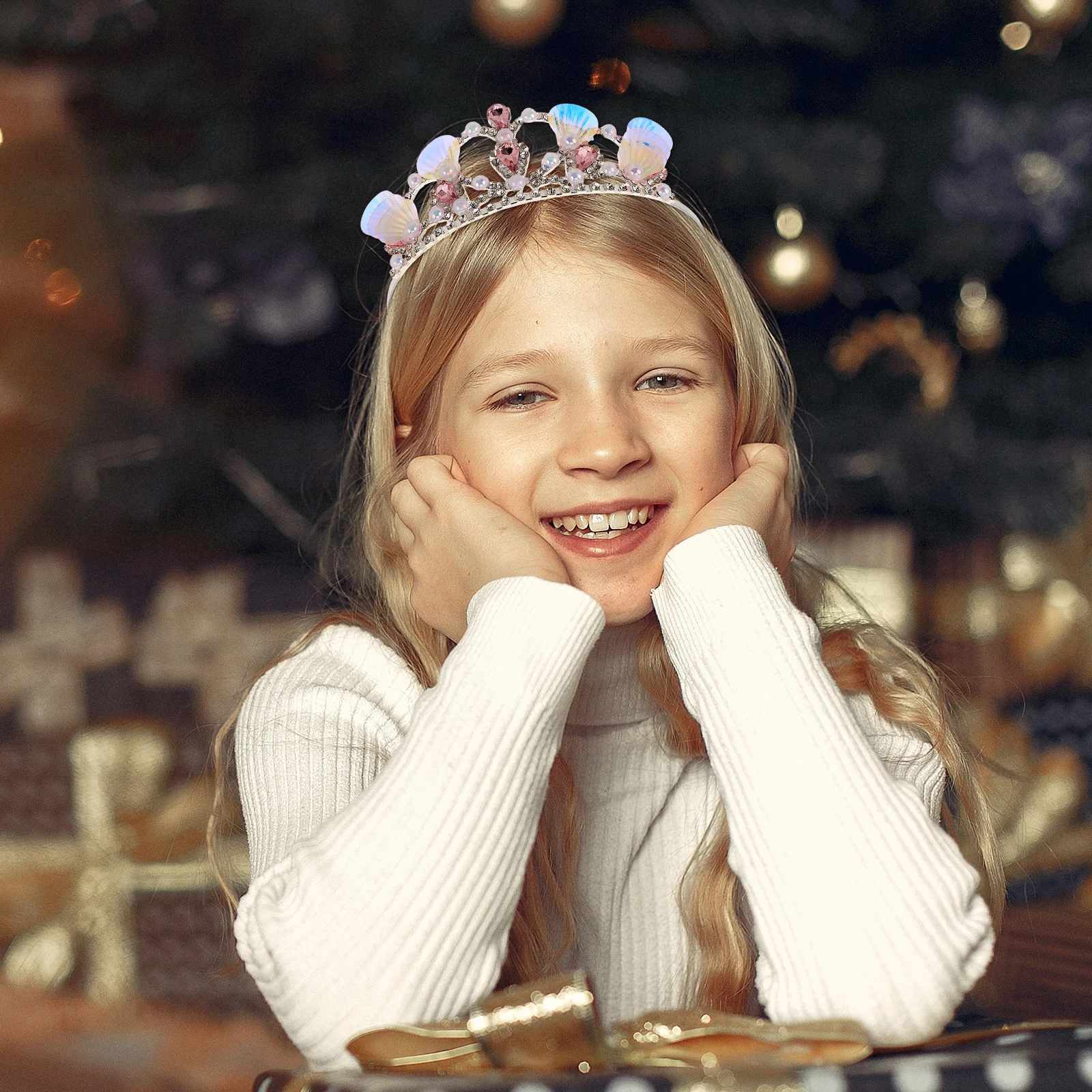 

Children'S Crown Headband 3D Sparkling Sequins Sea Shell Tiara Lightweight Princess Birthday Party Mermaid Costume Ocean