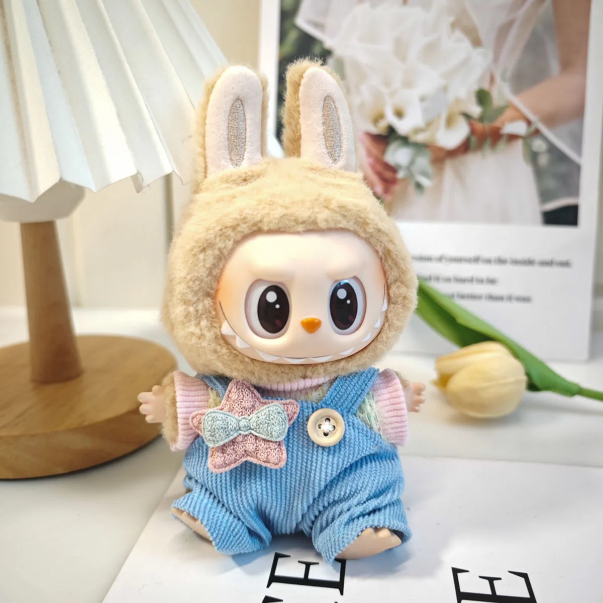 بذلة ملابس الدمية الصغيرة بثلاثة عيون ملحقات الزي لـ Labubu V1 V2 ديكور لطيف