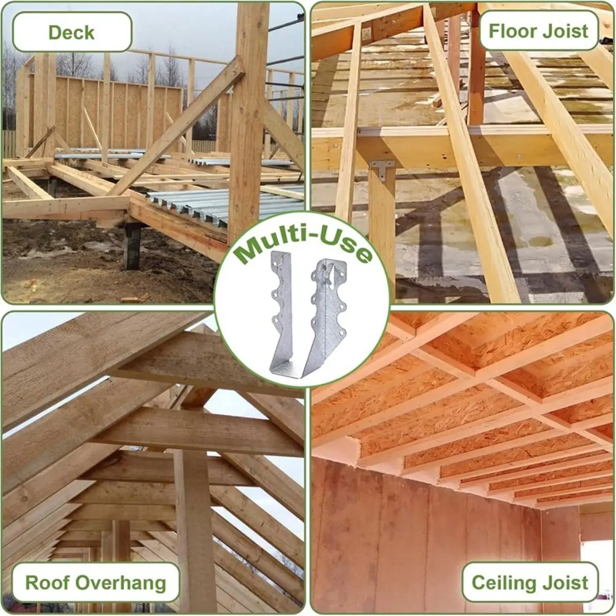 PHONE&GEAR 10 PCS 2x6 Steel Joist Hangers, 20 Gauge Galvanized Double Shear Face Mount Joist Hanger Rafter Brackets for Wood