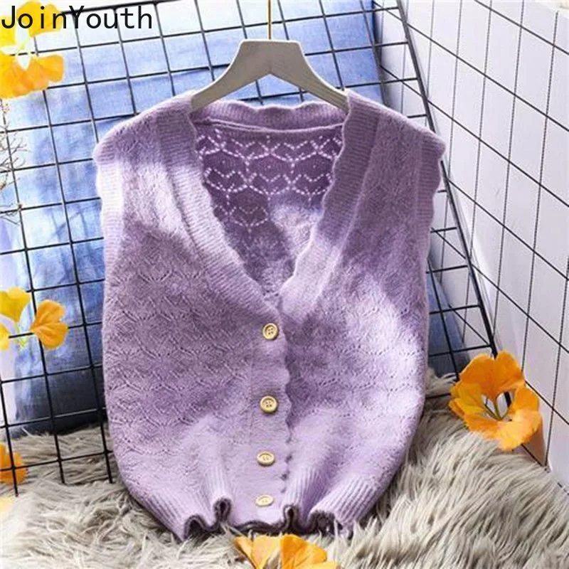 

Женская одежда, вязаный свитер с вырезами, жилет, Однотонный женский жилет без рукавов, Повседневная винтажная мода, майки, топы, 2024