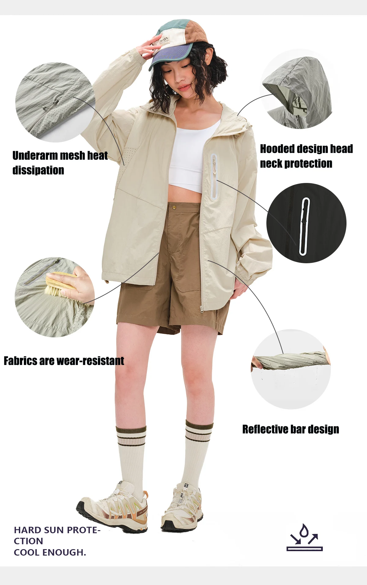 Summer Men Jacket Underarm Mesh Breathable Coat UPF 100+UV Skin Protective Jacket Women Reflective Strips Hiking Camping Jacket