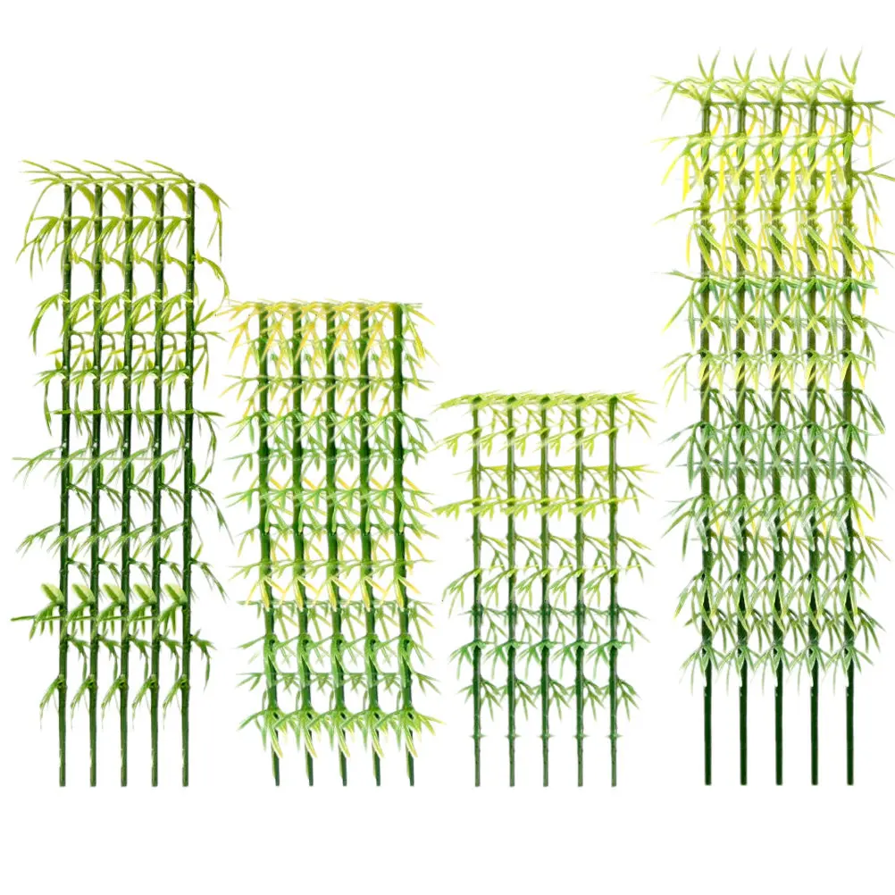 80Pcs Simulated Bamboo Trees Decorative Plastic Home Garden Micro Landscape Adornments Realistic Easy Carry Outdoor