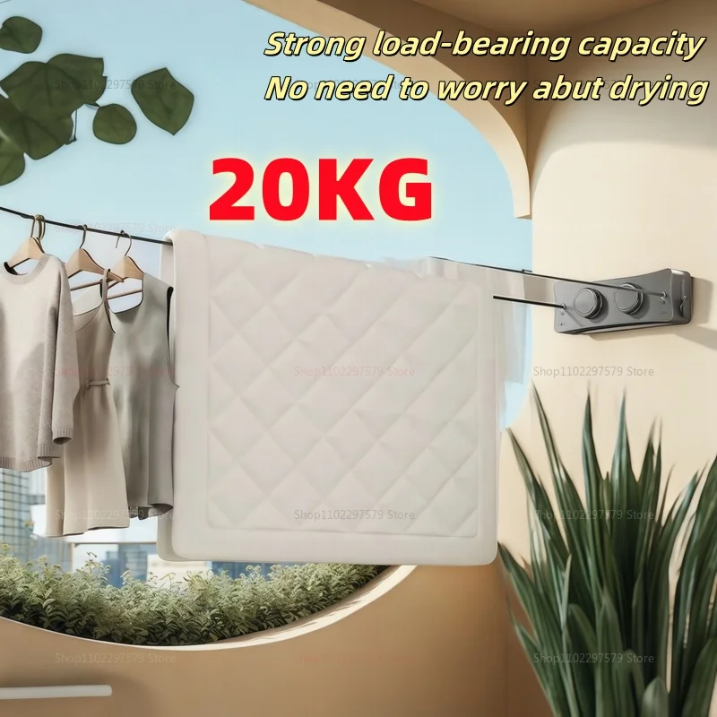 

New Style Non Perforated Invisible Retractable Clothes Clotheslines Drying Rack Indoor/Outdoor Clothes Hanger Double Layer