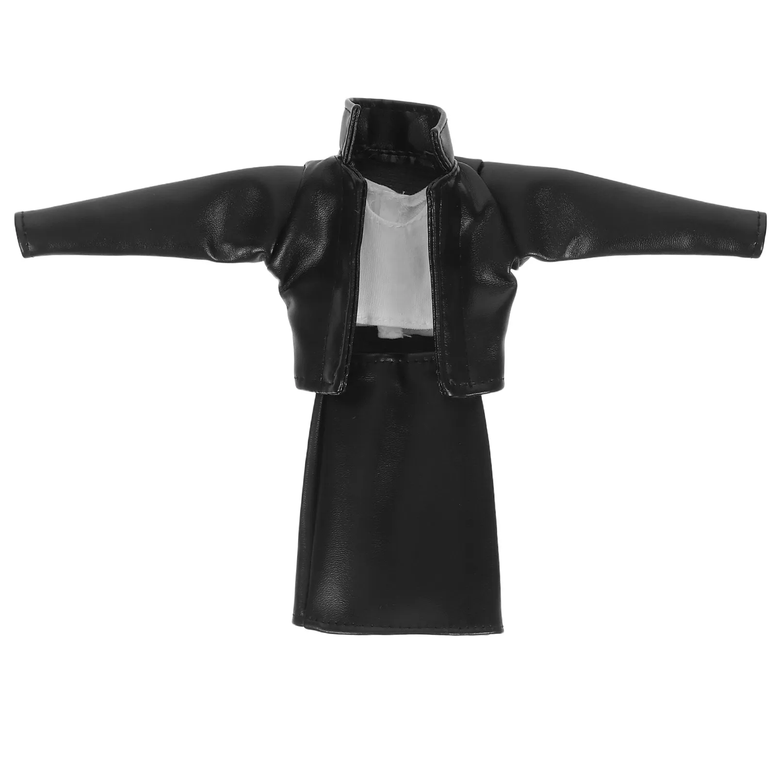 

1Set Stylish 30Cm Clothes PU Skirt Jacket Vest Career Outfit Replacement for Role Play Display Accessory