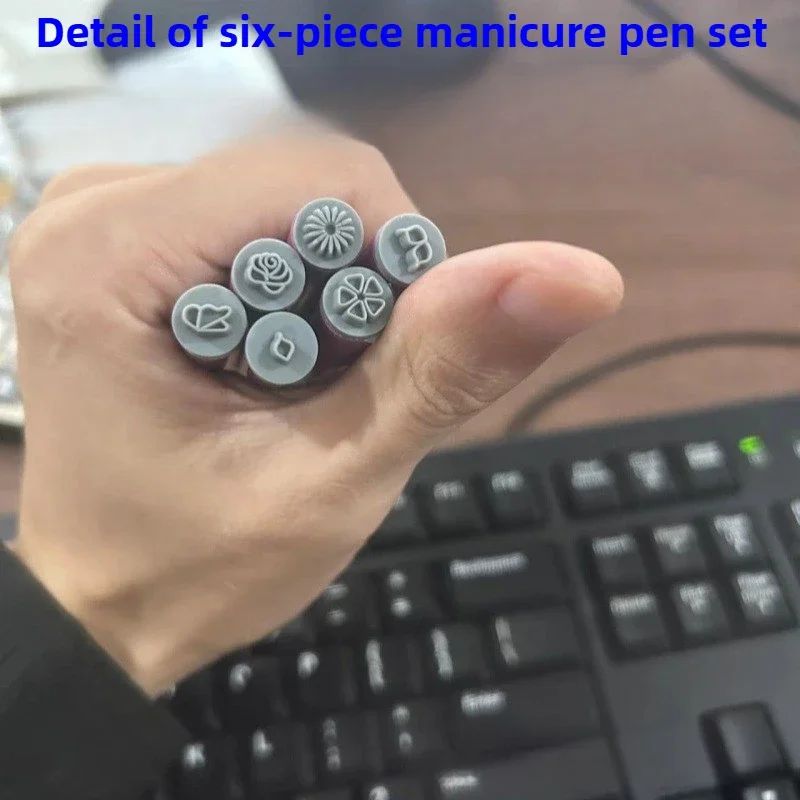 6/10PCS One Set New Nail Art Stamp Pen Set Flower Butterfly Pattern Nail Doodle Pen Nail Painting Stamp Pen Nail Art Tools