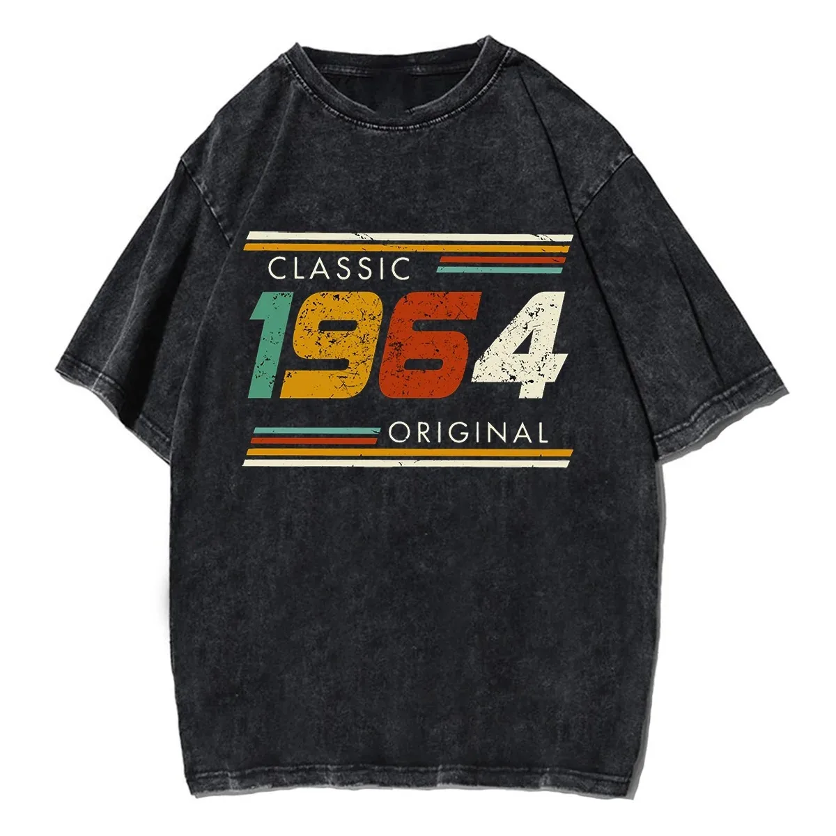 60th Birthday 60 Years Old Classic 1964 Original Essential Washed Cotton Oversize T Shirt Denim Tshirt Men Women Unisex Top Tee