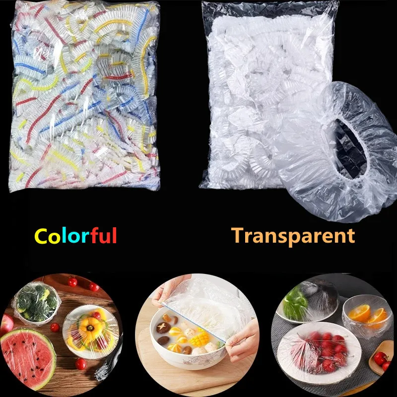 Disposable Colorful Cling Film Cover Food Grade Fresh-keeping Plastic Bag Dust Elastic Cover Kitchen Refrigerator Accessories