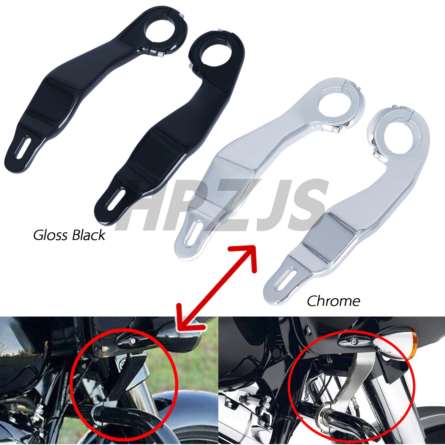 

For Harley Motorcycle Road Glide FLTRX Ultra FLTRU Special FLTRXS 2015-Up Gloss Black/Chrome Fairing Support Bracket Mount Kit