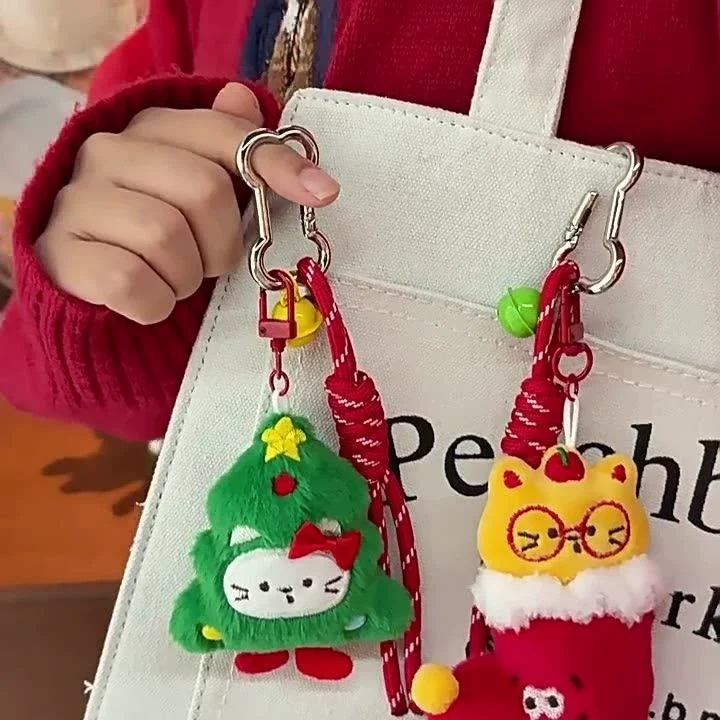 Christmas Tree Kitten Plush Doll Backpack Pendant Keychain Gingerbread Man New Year'S Festival Gift Party Decoration Snowman Elk