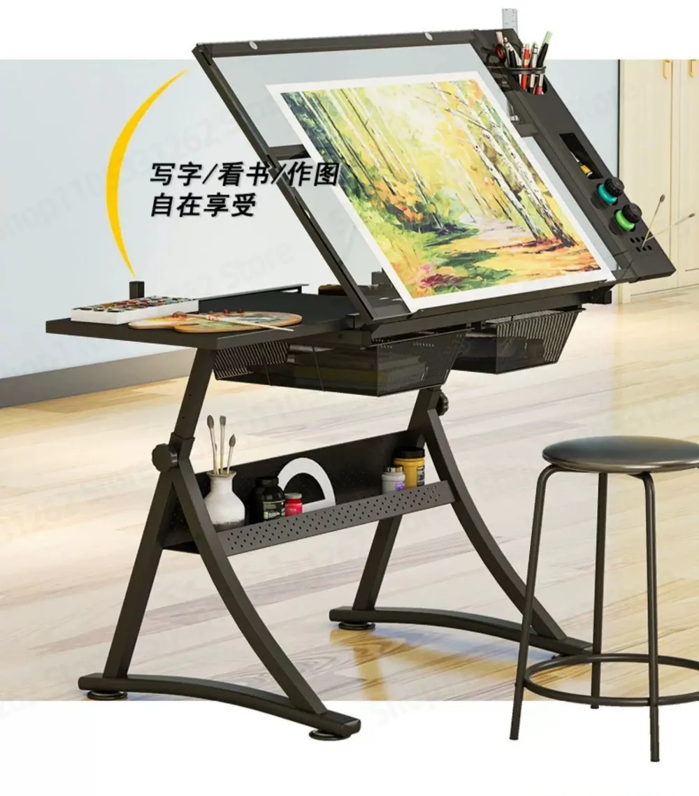 Slanted drawing table adjustable art drafting desk designer painting workbench kit set tool