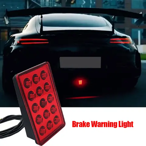 Luces piloto de freno Led estilo F1, luces traseras de 12V y 15led, luces de señal de seguridad de parada inversa de advertencia de Flash automático para coche, SUV y Moto