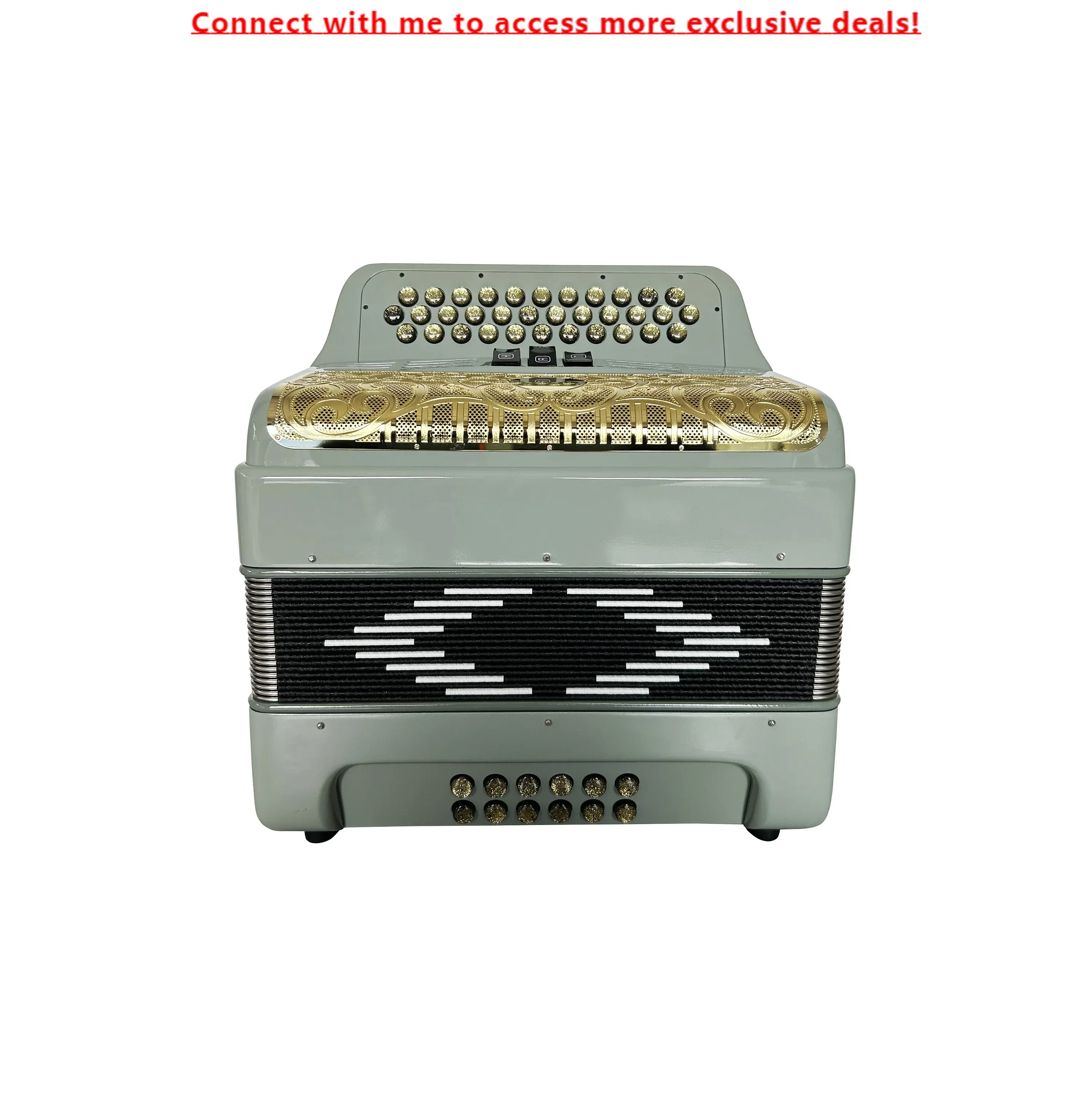 

SEASOUND 34 Buttons 12 Bass 3 Registers Sky Grey Accordion Instrument Gold Grill Gold Buttons Acordeon JB3412C