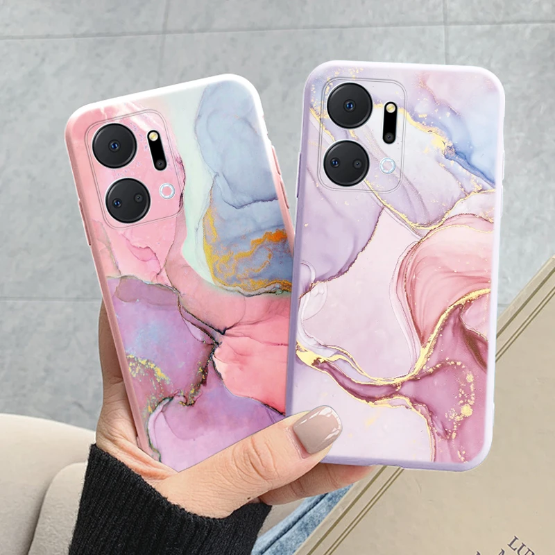 Case For Honor X7a Back Cover Protective Silicone Funda Fashion Marble Stone Texture Coque For HonorX7a 6.75 X8b X7b X7c X7d X8c