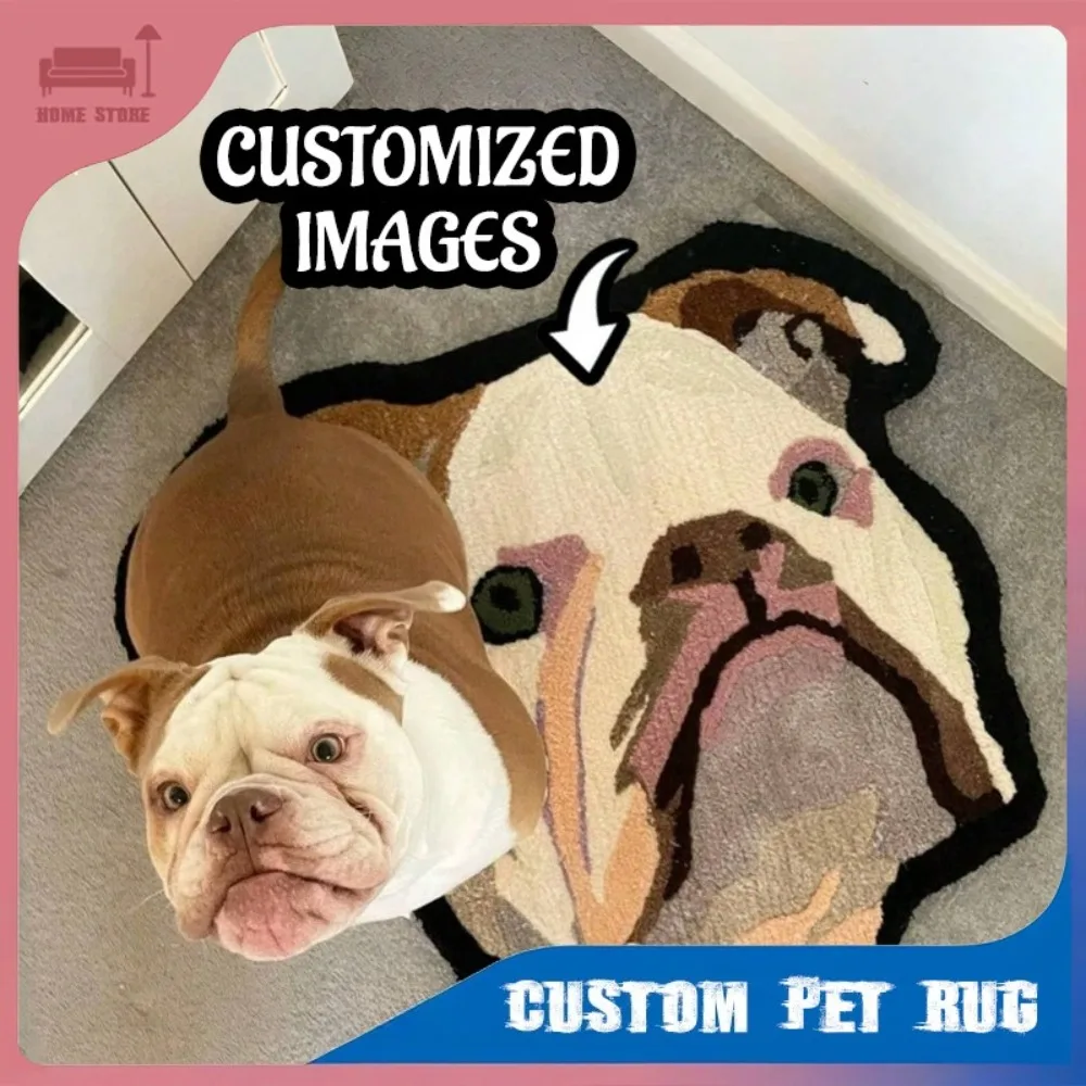 

Custom Pet Rug Cute Dog Mat Soft Imitation Cashmere Indoor Use Floor Throw Blanket Bedroom Bedside Accent Washable Home Decor