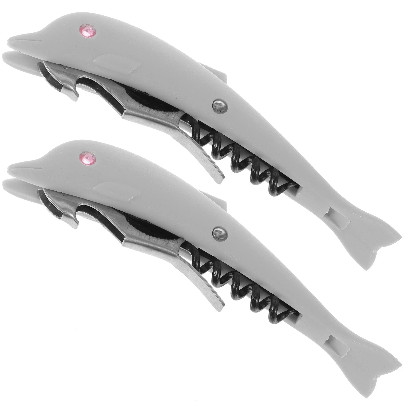 2 قطعة فتاحة الزجاجات دولفين شكل رمادي قسط بار مطعم المنزل استخدام الإبداعية البيرة النبيذ فتاحة المطبخ بار أداة #4