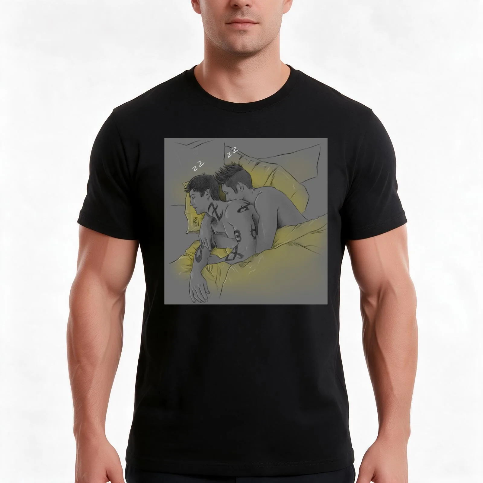 Sleeping Malec T-Shirt, Summer Casual Cotton Tee, Oversized Streetwear Tops, Vintage Graphic Print, Loose Fit Short Sleeve