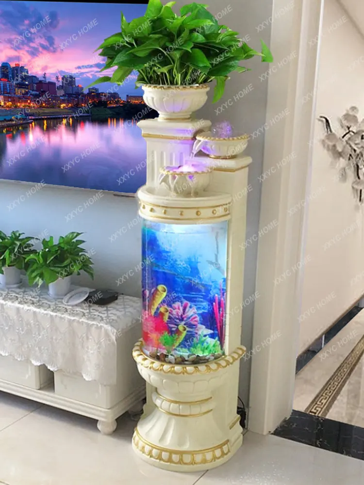 European Fish Tank Living Room Small Vertical Semi-Cylindrical Floor Home Decorative Landscaping Creative Fish Globe Aquarium