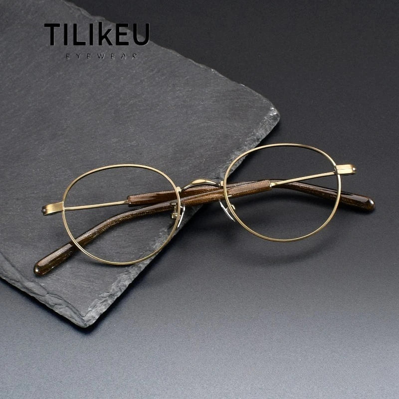 

Japanese Brand Pure Titanium Ultralight Retro Round Glasses Frame 1103 Small Face Frame Comfort Wear Men Women Customizable Lens