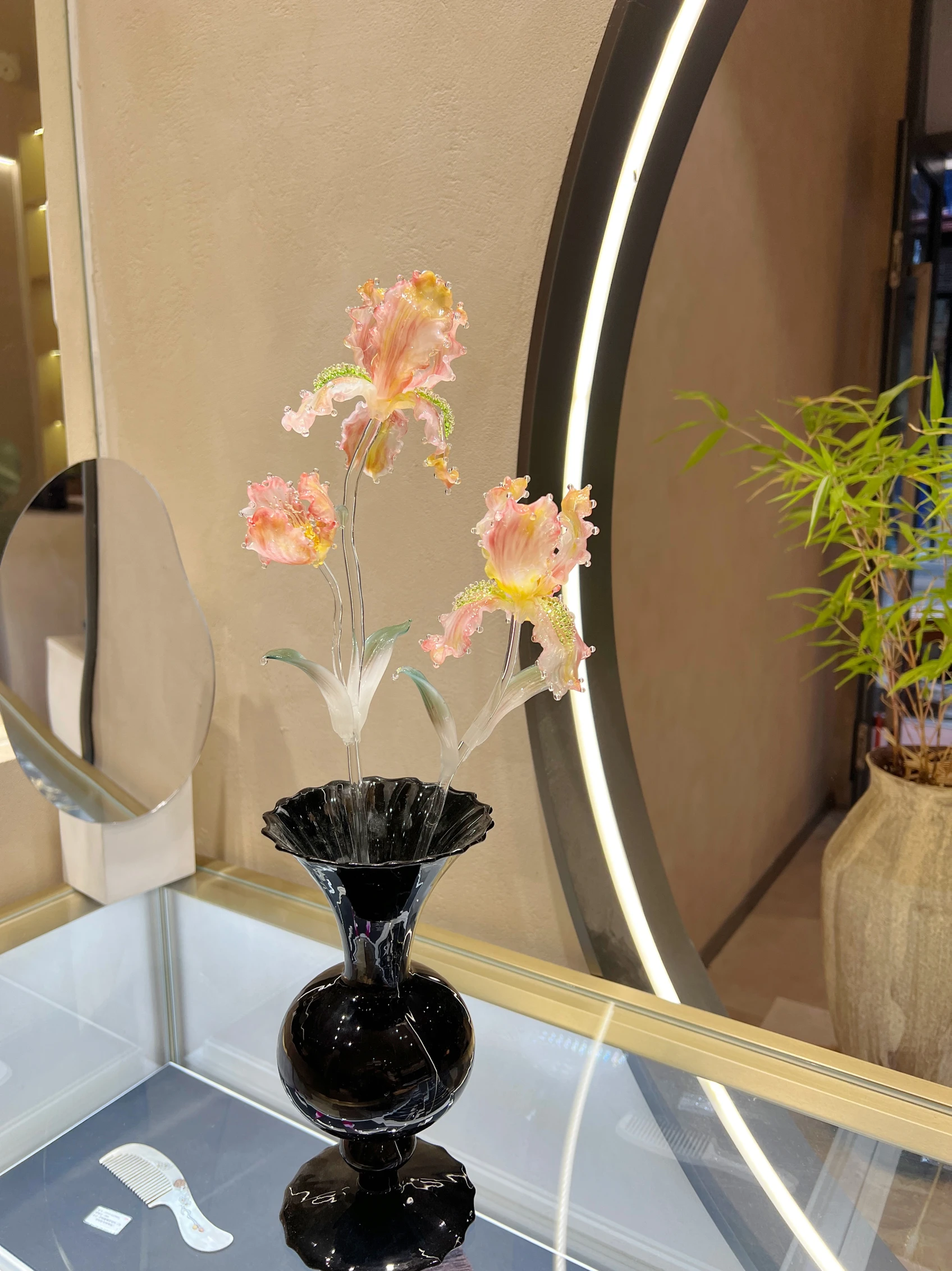 [Colorful Iris Flower] Pure handmade glazed flower, intangible cultural heritage lamp glass immortal flower, home ornament free