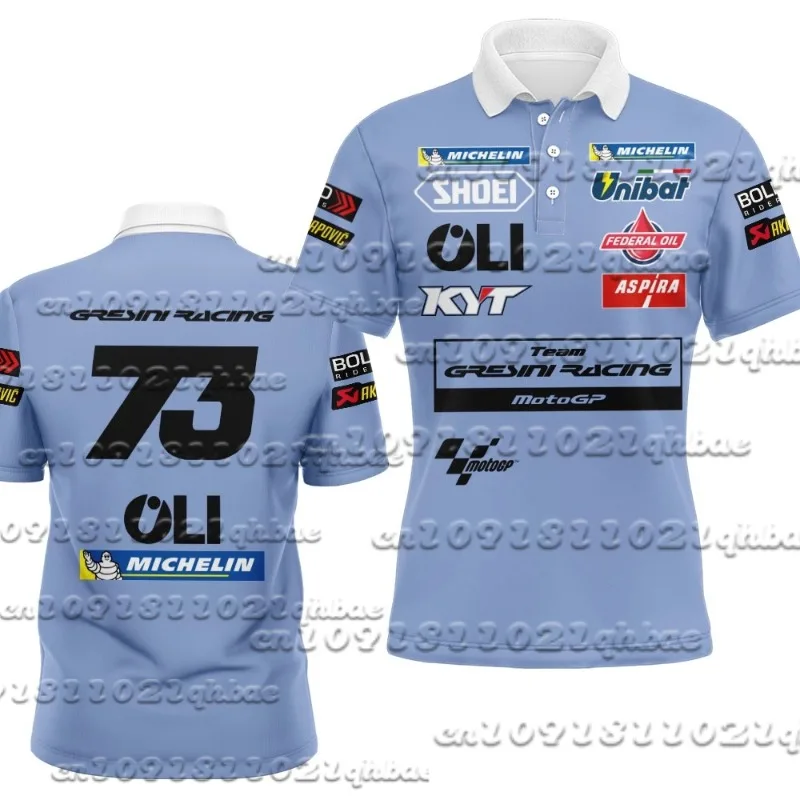 

Gresini Racing MotoGP73 # Motorcycle Riding Suit Extreme Sports Motorcycle Men/ Women 3D Printed Breathable Casual Lapel Shirt