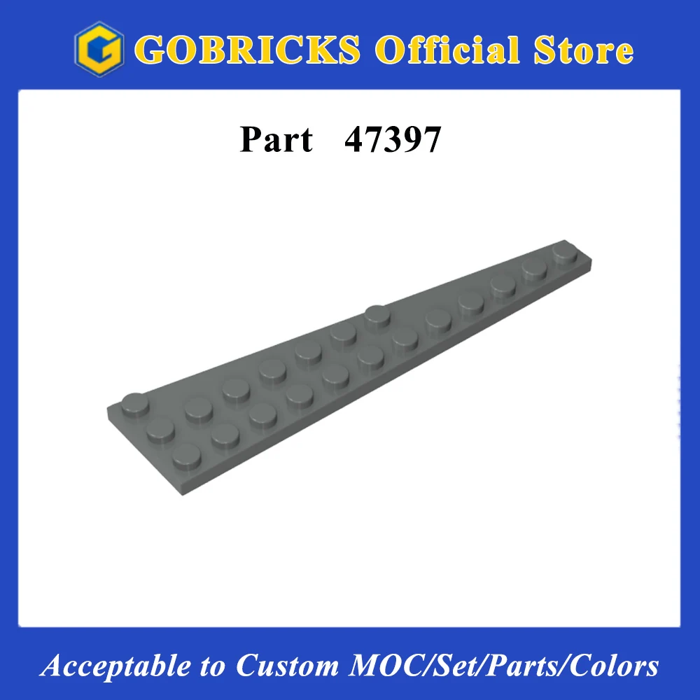 Gobricks 1PC 47397 Wedge Plate Bricks 12 x 3 Left Individual Pieces Parts Spare Accessories Universal Building Blocks Family Fun