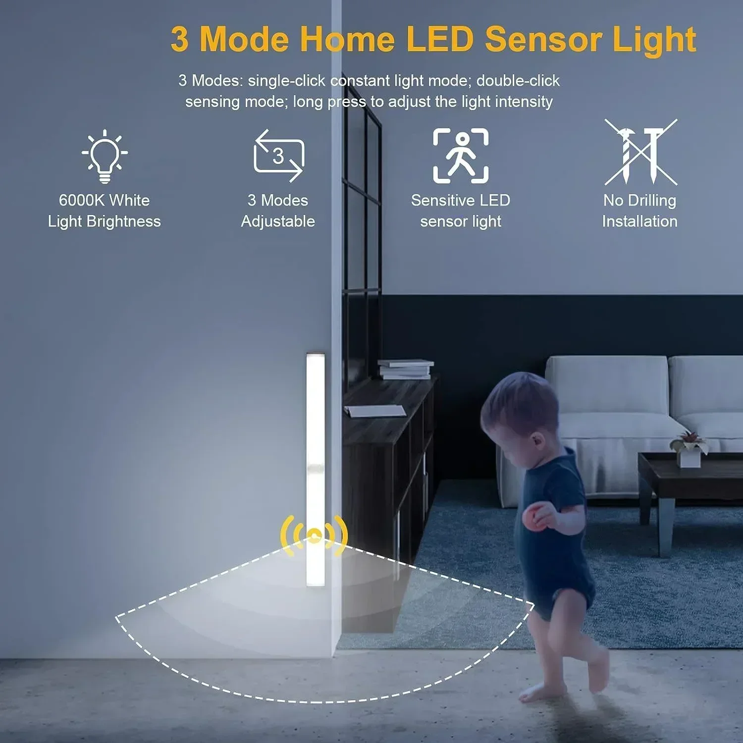 Lámpara de noche Xiaomi con Sensor de movimiento, luz LED nocturna recargable por USB, lámpara Led inalámbrica para mesita de noche, iluminación