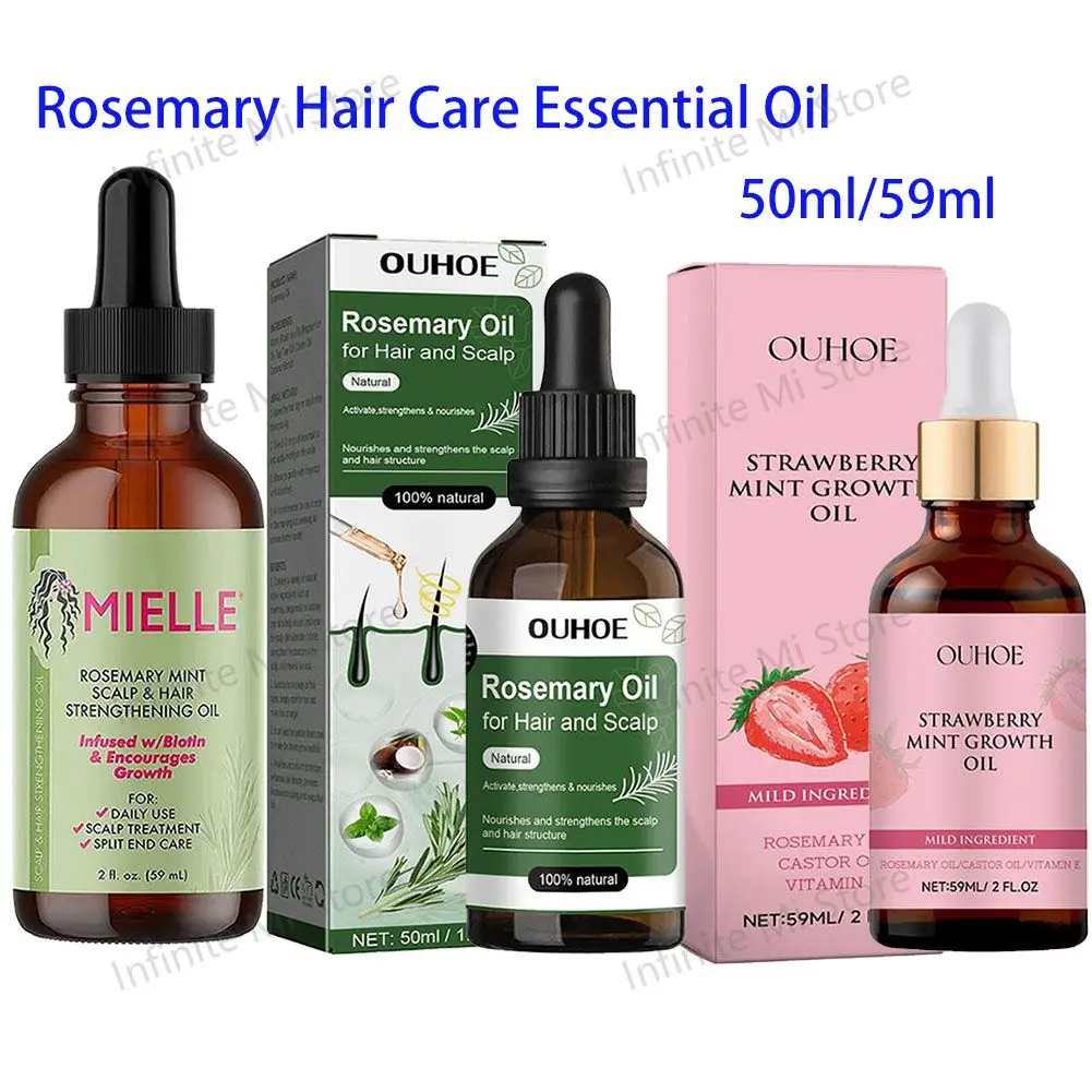 Rosemary Mint Scalp Hair Strengthening Oil Biotin Essential Oil Nourishing Treatment Split Ends Dry All Types 50ml/59ml