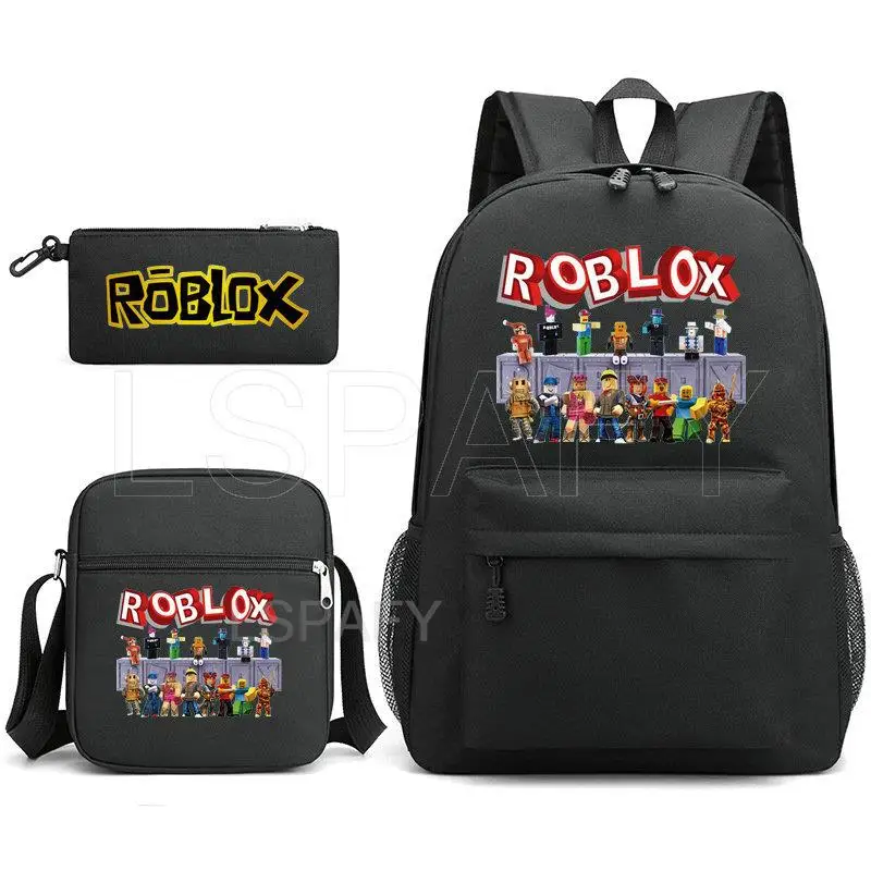 New Roblox Backpack Large Capacity School Bag Trendy Laptop Harajuku Casual Zipper Waterproof Students Mochila Escolar 3Pcs