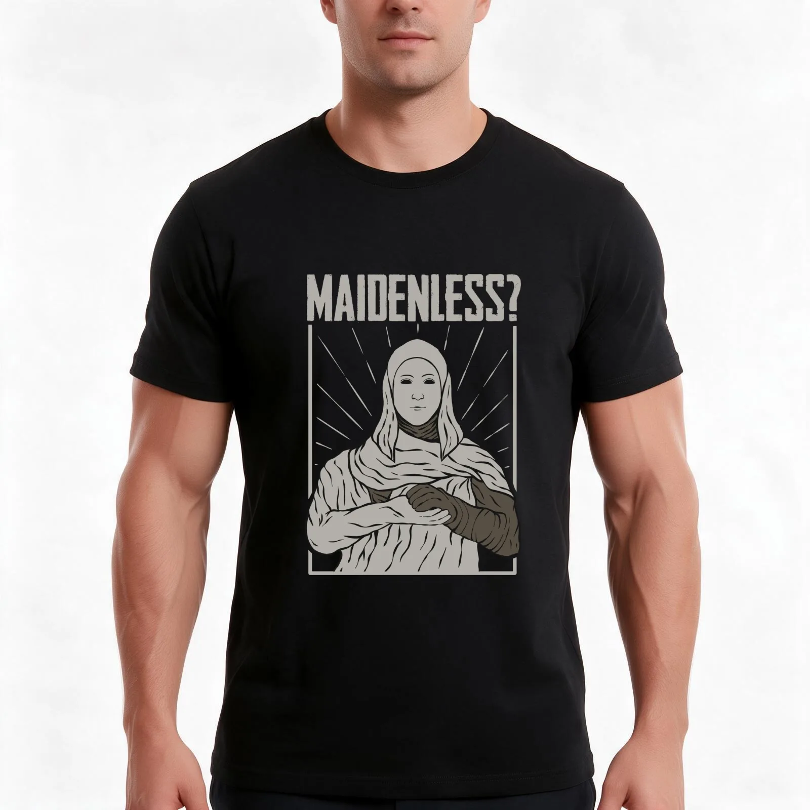 Maidenless T-Shirt, Summer Casual Cotton Tee, Oversized Streetwear Tops, Vintage Graphic Print, Loose Fit Short Sleeve