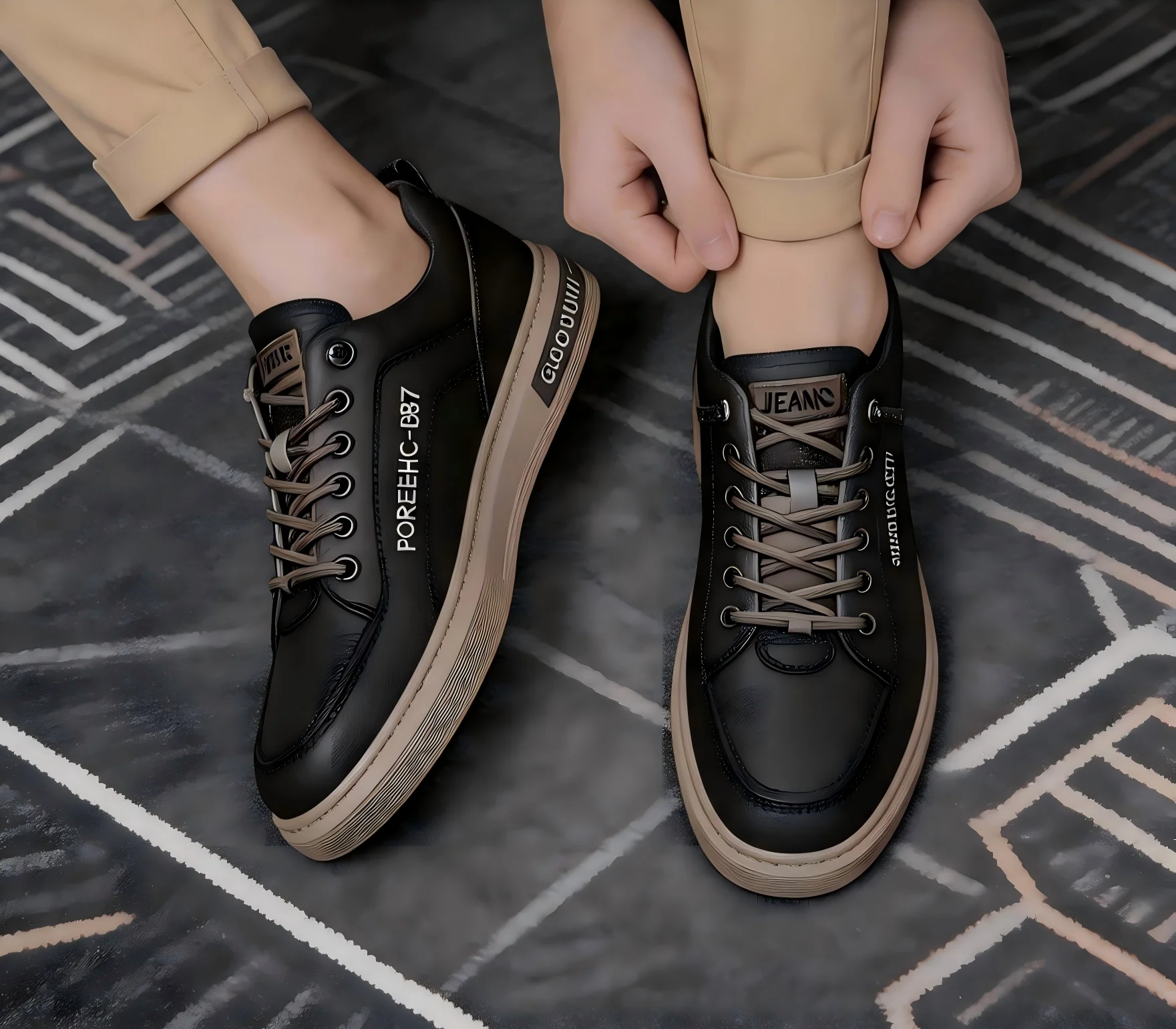 Summer Men's Shoes: Breathable, Trendy, Versatile White Sneakers with Chunky Soles for Men and Students