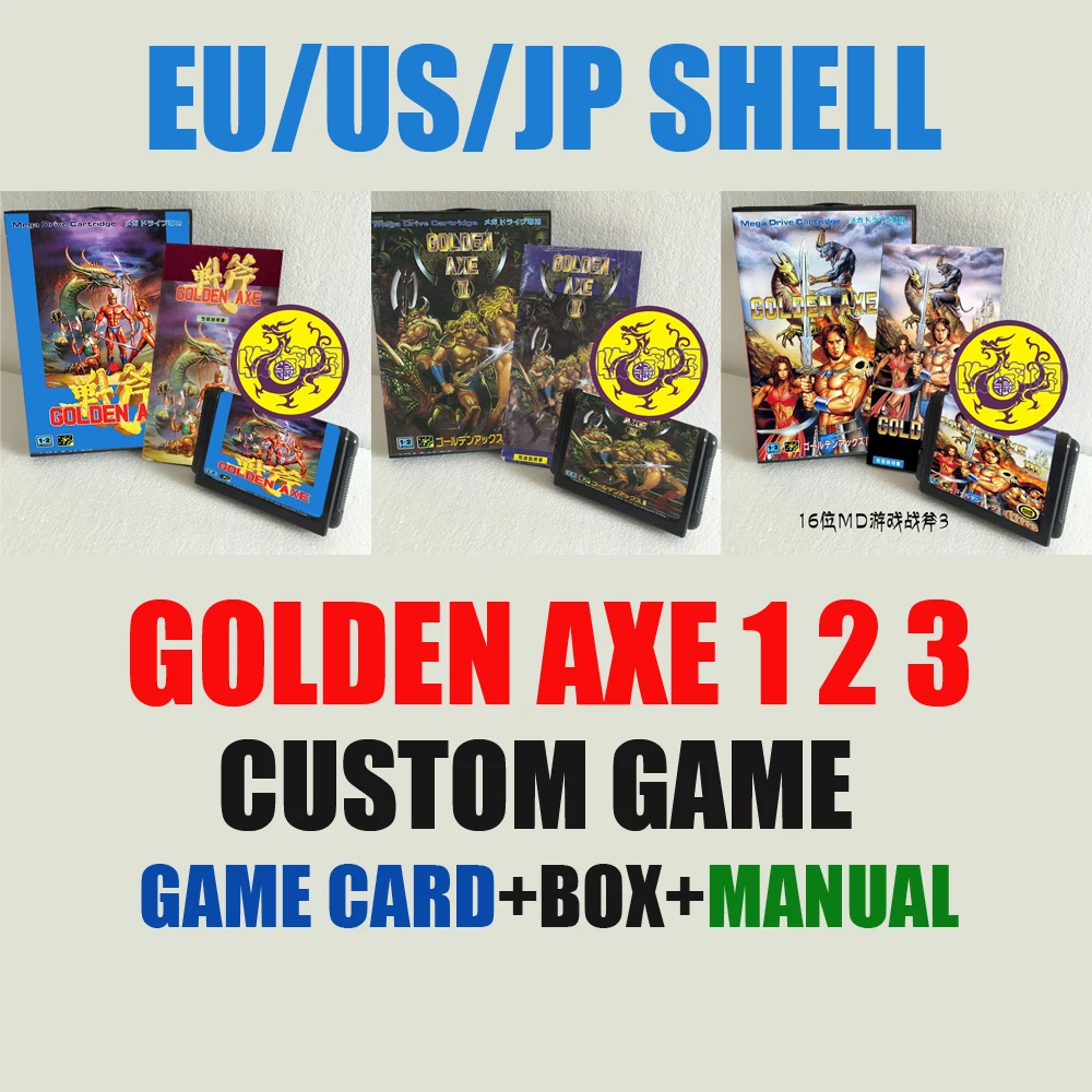 Nuevo lanzamiento GOLDEN AXE 1 2 3/ V5/TMNT con caja japonesa y manual, tarjeta de juego MD de 16 bits para Sega Mega Drive para Genesis
