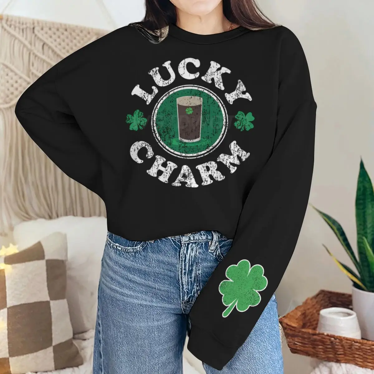 2026 St Patrick Day Sweatshirt for Women Men Lucky Charm Clover Sudaderas Long Sleeve Festival Vintage Style Unisex Pullover