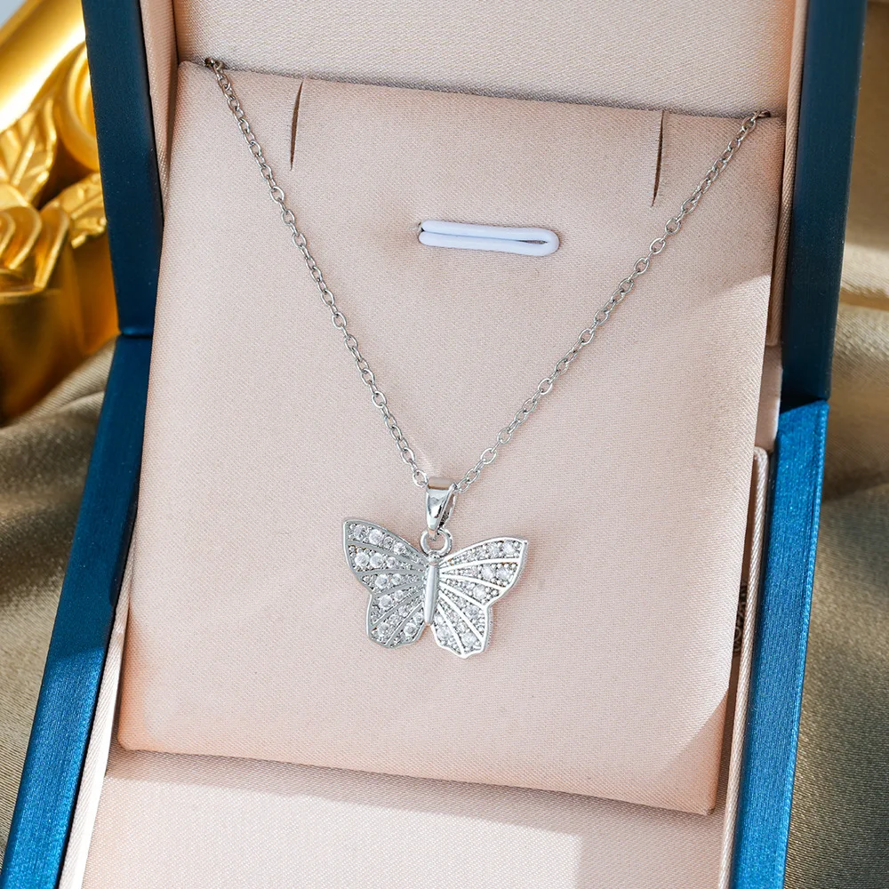 

tetragramaton Красивое ожерелье из титановой стали с бабочкой, предназначенное для модных и высококачественных женщин, сохраняет цвет265