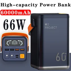 60000mah 5V Power Bank High-capacity W/ Digital Display 18WPD Fast Charge Energy Storage Power for Outdoor Mobile Power Camping