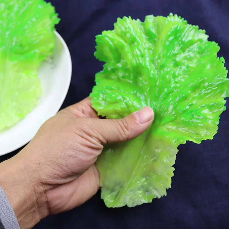 1pc Simulation Lettuce Cabbage Leaf Vegetable Rolls Green Lettuce Leaf PVC Lettuce Decoration Shooting Props Hotel Decoration