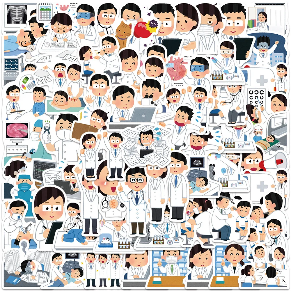 

10/30/66PCS Cartoon Funny Japanese Medical Figurine Graffiti Stickers Decorative Water Cup Pencil Box Desk Decal Kids Toy