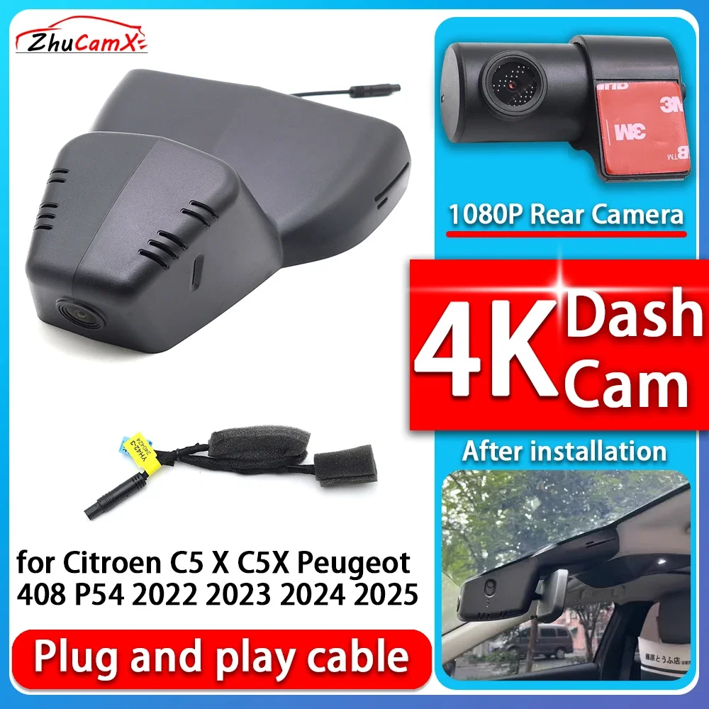 

4K 2160P Camera Plug and Play Dash Cam Video Night Vision For Citroen C5 X C5X Peugeot 408 P54 2022 2023 2024 2025