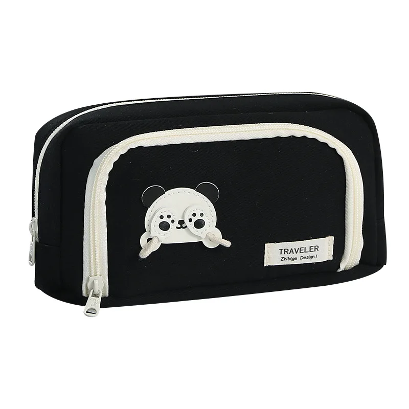 Imagem -05 - Cute Panda Estojos para Crianças Simplicidade Sólida Cor Série Lápis Bolsa para Estudante Alta Capacidade Papelaria Bolsa de Armazenamento pc