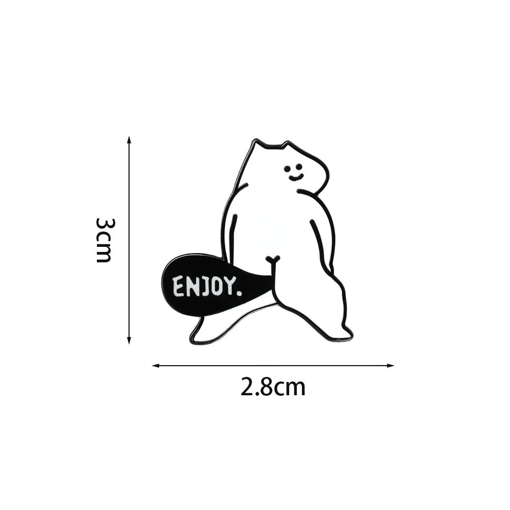 Cute Farting Cat Enamel Pin Smelly Cat Badge Enjoy Brooch Funny Abstract Animal Pin Novelty Jewelry Accessories