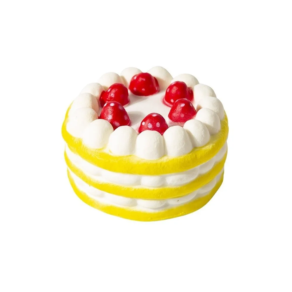Color Random Simulation Food PU Material Strawberry Cake Design Stress Relief Slow Rebound Function Jumbo Size Slow Rising