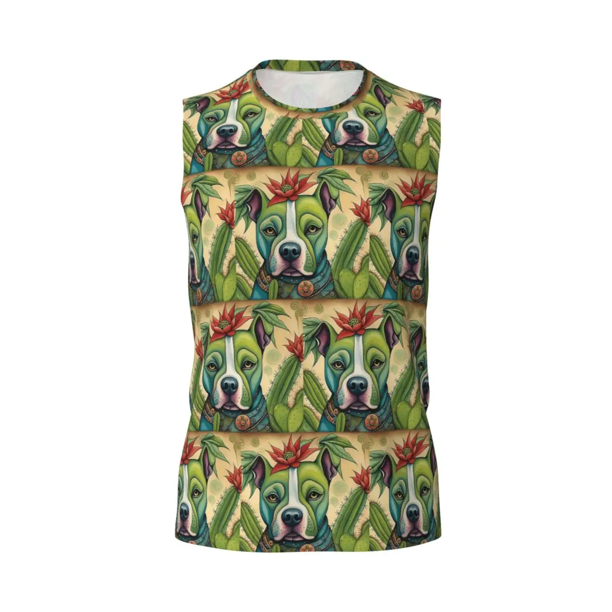 Pit Bull Prickly Portraits Men Printed Sleeveless T-shirt Casual Hip Hop Street Style Beach Holiday Tank Tops