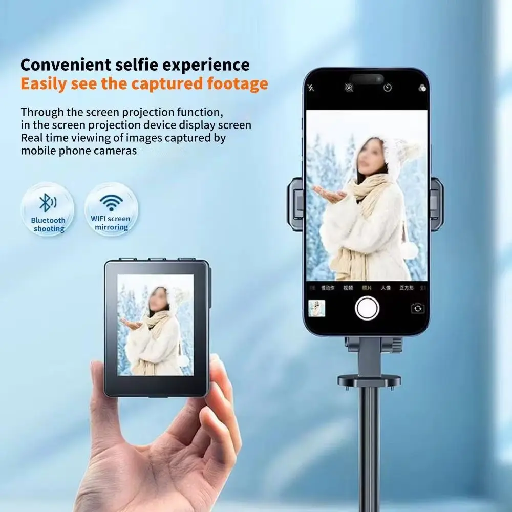 Treppiede portatile estensibile, design leggero, base stabile, bastone per selfie, rotazione a 360°, altezza regolabile, telecomando._voghion.com