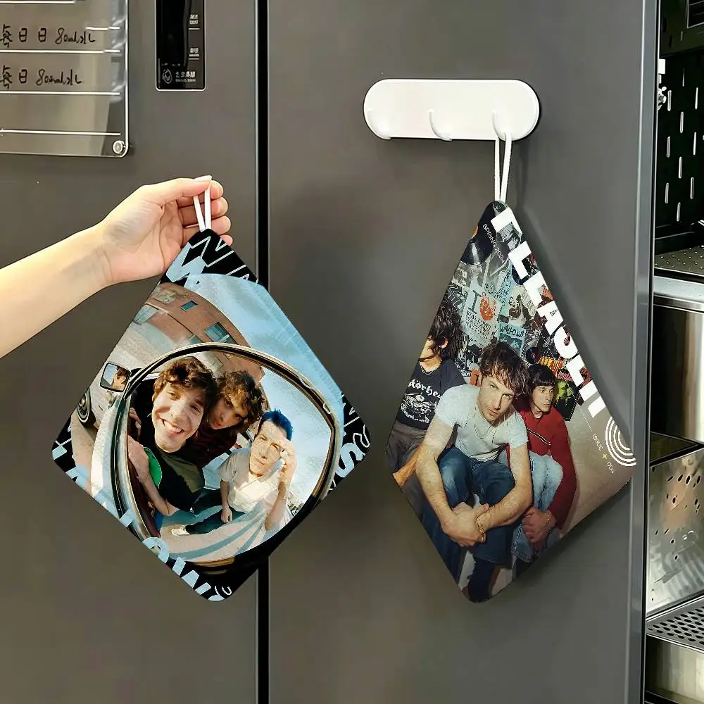 W-Wallows Band Polyester Cotton Hand Wiping Towel, Anti-shrink Hanging Kitchen Cloth for Household Cleaning