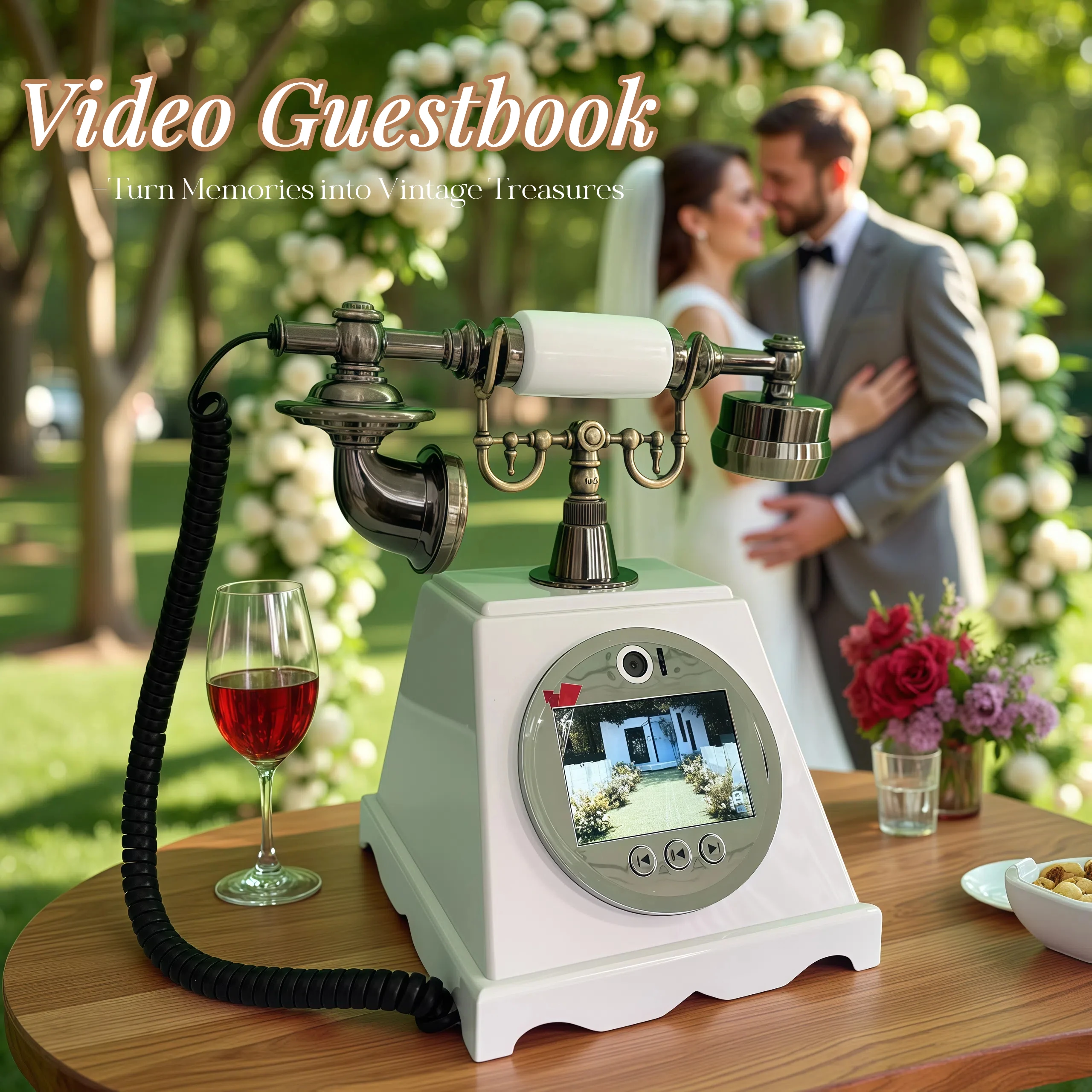 Vintage Video Telephone Guestbook Voice Recorder for Weddings Save Audio Messages from Guests Unique Audible Memory Keepsake