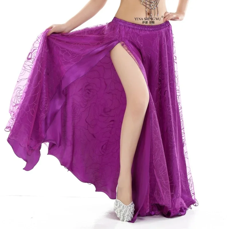 

Women Belly Dance Performance Costume Sexy Chiffon Rose Skirt Fit Belt Strip Dance Stage Wear Adult Dance Accessories