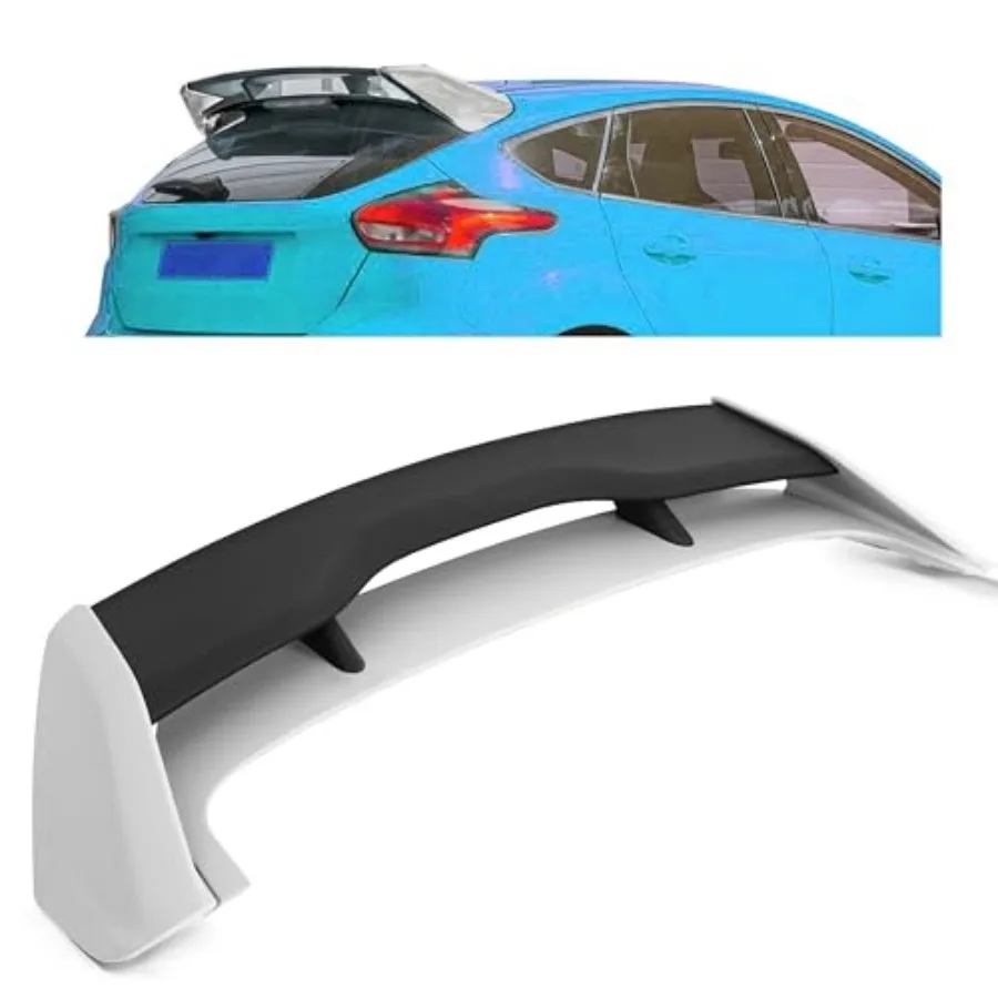 KUAFU Dakspoiler Compatibel met 2012-2018 Ford Focus Hatchback Modellen Achterwindspoiler Plastic Grijs Zwart Geschilderd voor Enhan