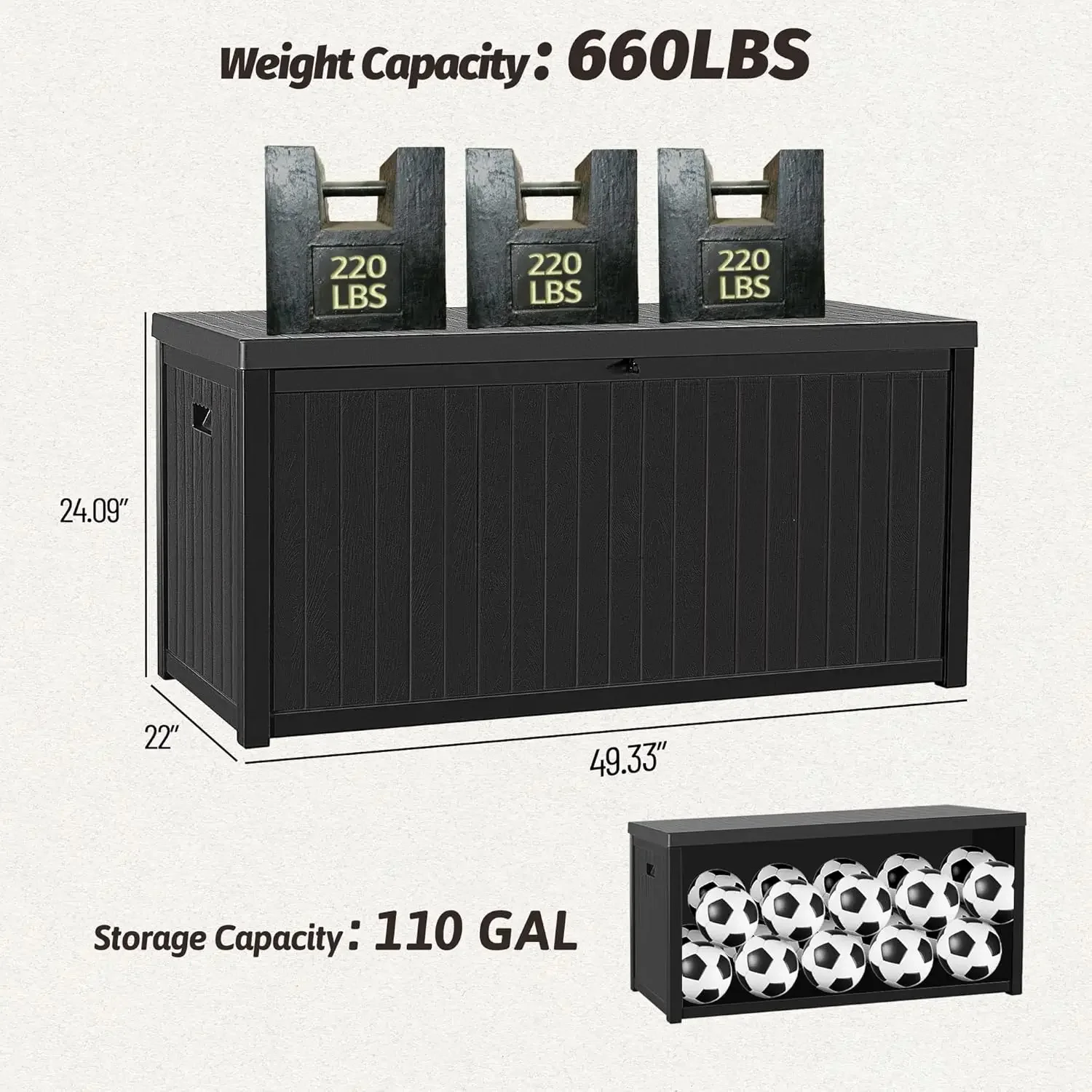 [تخفيضات سريعة، تصفية! ] صندوق تخزين خارجي مقاوم للماء سعة 120 جالونًا، وصناديق كبيرة من الراتنج، وحاوية تخزين قابلة للقفل للفناء
