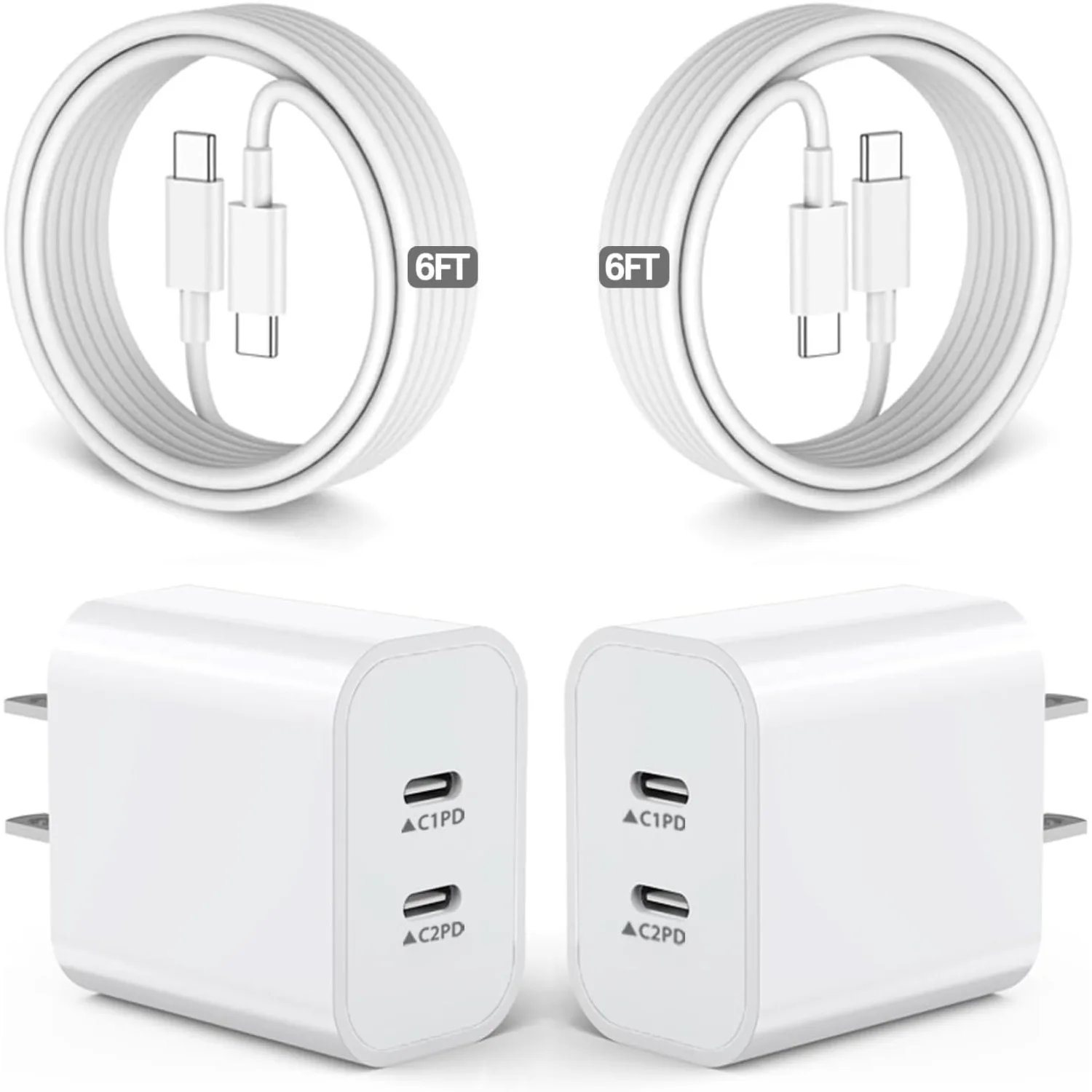 For iPhone 16 Charger,2Pack 40W Dual Port Fast Wall Charger With 6Ft USB C Cable for iPhone 16/15 Plus/15 Pro Max/iPad/AirPods