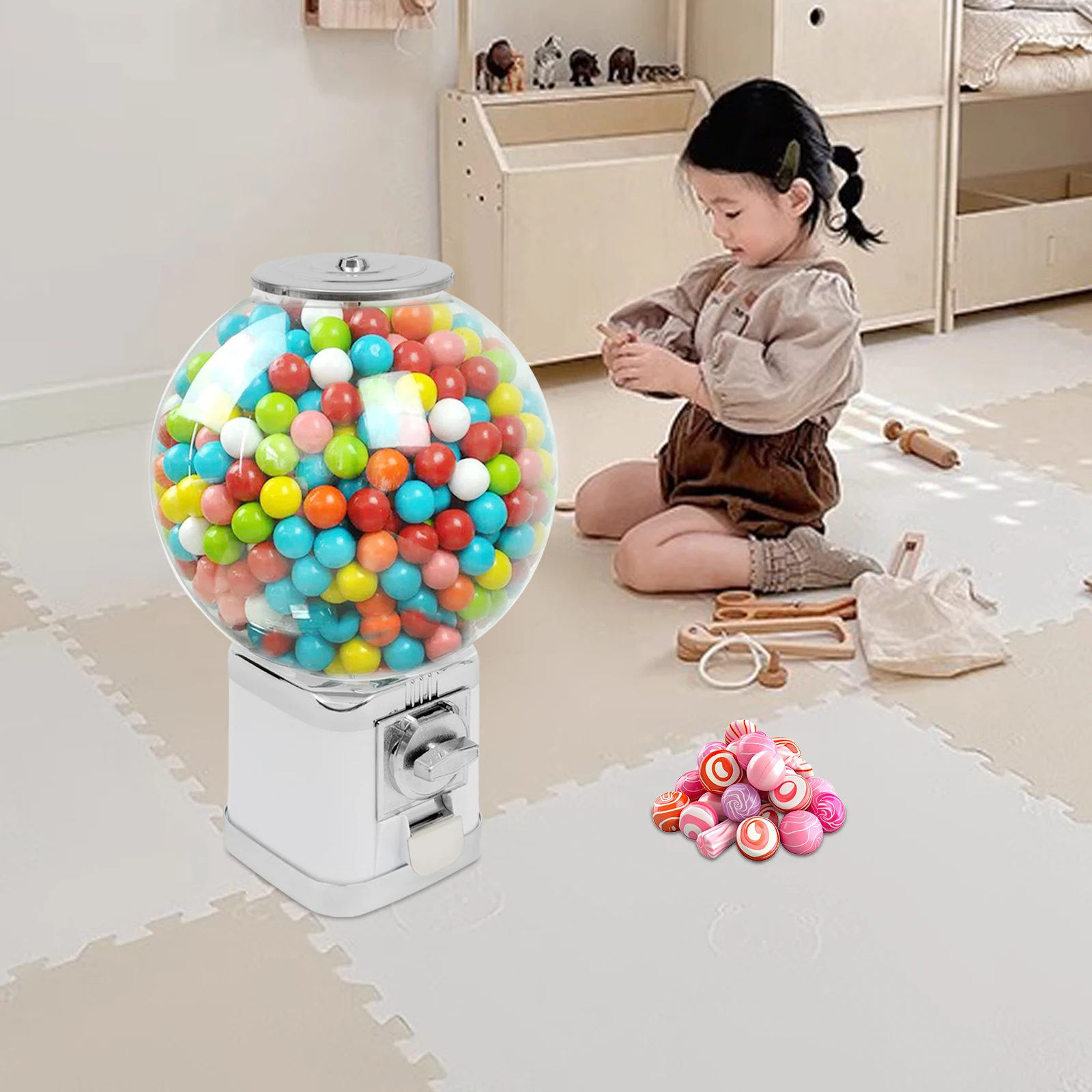 

Coin-Operated Twister Ball Dispenser - Holds 500 Capsule Toys, 1 Dollar Coin, for Arcades & Retail Stores